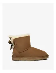 [EVERAU] Mini Back Bow Boots in Chestnut