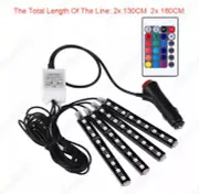 4PCS RGB Car LED Light Strip Interior Atmosphere Lamp Remote Control For Cars US