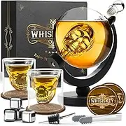 Whisiskey – Whiskey Decanter – Skull - 900 ml – Whiskey Carafe Set - Gifts for Men – Inc. 2 Whiskey Glasses – 4 Whiskey Stones – Spout – Coaster – Glass Stopper and Tongs