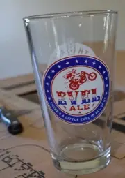 1-evel knievel evel ale 16 oz beer glasses ( 6- left in stock)