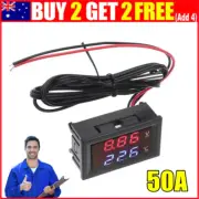 Voltmeter Ammeter Shunt Volt 50A Amp Dual Digital LED Meter Hot AU