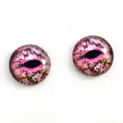10mm Pink Lizard Glass Eye Cabochons for Jewelry Making or Scrap Booking