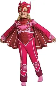 Owlette Costume for Kids, Official PJ Masks Megasuit Costume Jumpsuit and Mask, Toddler Size Large (4-6x)
