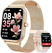 Smart Watch for Women Men, Fitness Tracker Watch for Android Phones iPhone Compatible, 1.85" Smart Watches for Women Men with Blood Pressure, Heart Rate Monitor, 110+ Sport Modes Smartwatch (2 Strap)