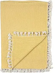 Crane Baby Muslin Swaddle Blanket, Soft Cotton Lightweight Nursery and Stroller Blanket for Baby Boys & Girls, Ochre Yellow, 30" x 40"