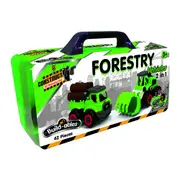 42pc Construct IT Buildables 2-in-1 Forestry Vehicle Set w/ Case Kids 3+ Green