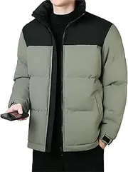 [JEShifangjiusu] Mens Thicken Puffe Down Jackets Padded Water-Resistant Outerwear Warm Winter Coat with Hood, Army Green, M