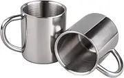 IMEEA Stainless Steel Cups Coffee Mugs Unbreakable Tea Cups Double Wall Heat Insulation, Set of 2 (220ml)