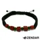 【ZENDAR】頂級天然紅珊瑚鼓形台灣玉編織手鍊 綠色編織手鍊(79088-G)