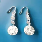 Erick's Sterling Silver Dangle Round Teardrops Earrings Taxco.925