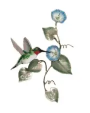 Bovano - Wall Sculpture - Hummingbird on Morning Glory Vine-Sm