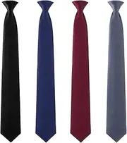 [Bencailor] 4 Pcs Men's Clip-on Ties Solid Color Men's Tie Pre Tied Clip on Ties for Men Men's Clip on Necktie Men's Button Ties