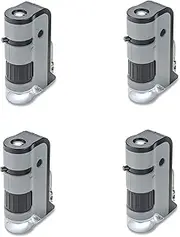 Carson MicroFlip 100x-250x LED and UV Lighted Pocket Microscope with Flip Down Slide Base and Smartphone Digiscoping Clip - Bundled Kit Option with 24 Prepared Slides (MP-250, MP-250MU, MP-250BUN)