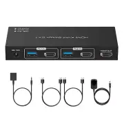 Fast 8K HDMI KVM Switch 1 Monitors 2 Computers, 8K@60Hz HDMI 2.1 2 USB ports