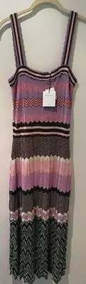 SANDRO - *NEW WT* Sonya chevron pattern stretch knit midi dress sz40 RRP$540