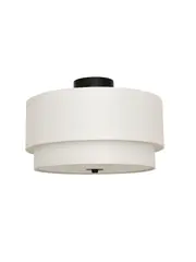 Elle Double 3 Light Close to Ceiling Drum in White with Black Details