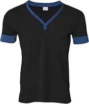 [VgueElegc] Mens V-Neck Knit Baggy Tee Gym Workout Slim Fitted T Shirts Regular Fit Casual T Shirt Tops for Men, Black, Small
