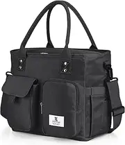 Hafmall Large Insulated Lunch Bag, Leakproof Wide Opening Lunch Tote Bag with Shoulder Strap, Reusable Lunch Cooler Bag for Work, Picnic, Black