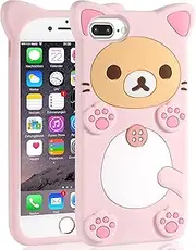 STSNano Kawaii Phone Case for iPhone 6 Plus /6S Plus /7 Plus /8 Plus 5.5'' 3D Cute Cartoon Bear Phone Case Fashion Cool Funny Bear Soft Silicone Cover for Women Girls Kids PK