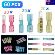 60Pcs Insulated Heat Shrink Connectors Assorted Quick Disconnect Spade Terminal