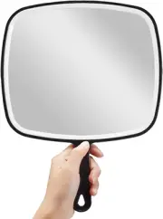 Hand Mirror, Extra Large Black Handheld Mirror with Handle, 9" W X 12.4" L