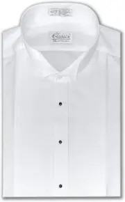 Men's Pique Wing collar Tuxedo Shirt, Convertible Cuffs