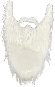 yuksok Long Beard Costume Fake Mustache Fake Beard Mustaches Dwarf Gnome Beard Costume Accessories Dress Up for Party Cosplay Supplies, White