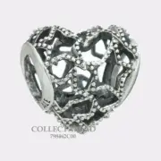 Authentic PANDORA Openwork Heart & Beaded Stars Charm 798462C00