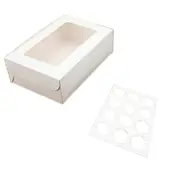 5 Units Cupcake Boxes 12 Holes Clear Window Cupcake Display Boxes Muffin Cups