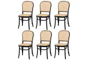 Oikiture 6PCS Dining Chairs Wooden Chairs Rattan Accent Chair Black