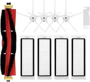Replacement Spare Parts Compatible with Roborock E4, E5, S4, S4 Max, S5, S5 Max, S6, S6 MaxV Robotic Vacuum Cleaner Backup Kit with 1 Roller 4 Side Spin Brush 4 Hepa Filter Attachments for Daily Clean