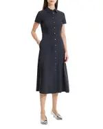 Theory Linen Blend Short Sleeve Midi Dress