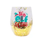 Splosh Christmas Elf Stemless Glass Drinkware Tumbler Water/Juice Cup Round 13cm