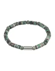 [Cudworth] Shiny Dyed Jade Stone & Jasper Beads & Stainless Steel Bracelet 6mm in Green