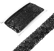 uxcell 2cm x 6m Sequins Trim Flat Sequin Paillette Ribbon Strip Braid for Crafts, Embellishments, DIY Sewing Costume Black