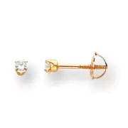 14K Yellow Gold 2.25mm CZ Round Stud Baby Earrings Madi K Children's Jewelry