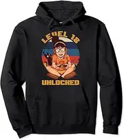 [VidiAmazing] Level 18 Geek Gamer Gaming Nerd 18th Birthday 18 Years Old Pullover Hoodie ds950