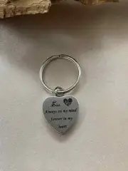 Urn keychain for human ashes - sympathy gift - heart shape pendant - loss of son
