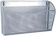 kokiya Wall Mounted Mesh File Holder Magazine Rack Displaying and Holding Files Storage Holder Shelf Wall Mounted Bookshelf, Silver