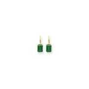 14k Yellow Gold 7x5mm Emerald Cut Emerald Earrings