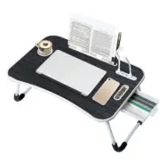 Foldable Laptop Lap Desk Bed Desk Breakfast Couch Tray w/ USB Ports Home Travel