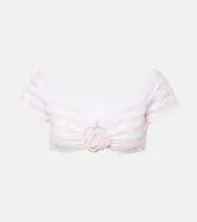 [Bananhot] Bananhot Stefani striped off-shoulder crop top AU 8 pink