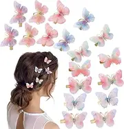 18Pcs Rhinestone Butterfly Hair Clips for Teens Women, Y2K Glitter Hair Jaw Clips, Cute Headwear Gifts for Wedding and Back to School