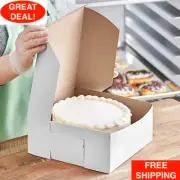 10 Pack 9" x 9" x 4" White Square Paperboard Cake Bakery Box Restaurant Home