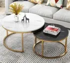 Synergy 2 In 1 Designer Marble Pattern Coffee Table (Black and White)