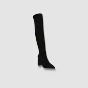 Wild Pair Black EILEENE Faux Suede Pointed Toe Knee-High Boots Shoes 6.5M