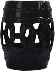 Ceramic Drum Table Decorative Garden stools, Decorative Ceramic Garden Stool, Hollow Eight-Sided to The Wealth of Copper Stool for Shoes, Suitable for Outdoor Garden,(Black)