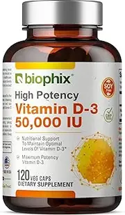 Vitamin D-3 50000 IU 120 Tablets - High-Potency Supports Strong Bones Immune Health and K2
