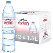Evian Natural Spring Water Naturally Filtered Spring Water in Large Bottles 12pk