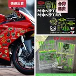 🔥3D 貼紙 UV 材料 MONSTER 透明抗摩擦防水貼花摩托車自行車頭盔罩適用於本田 CLICK V3 E